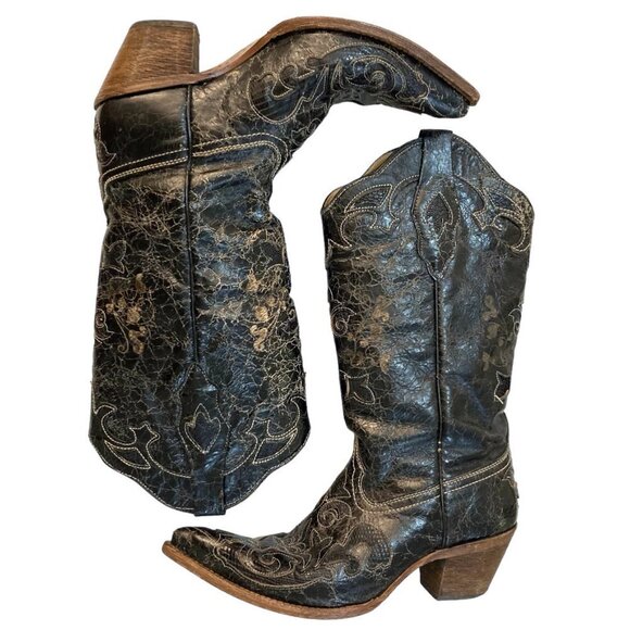 CORRAL Embroidered Goat Leather Lizard Inlay Western Boots - Picture 6 of 15